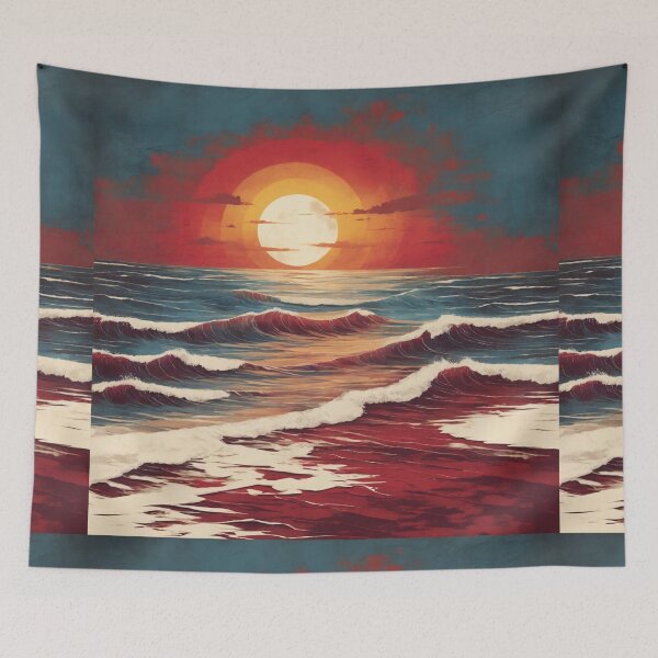 Item preview, Sunset Surge: Powerful and Minimalist Beach Logo in Raw Grunge designed and sold by RedArtG09.