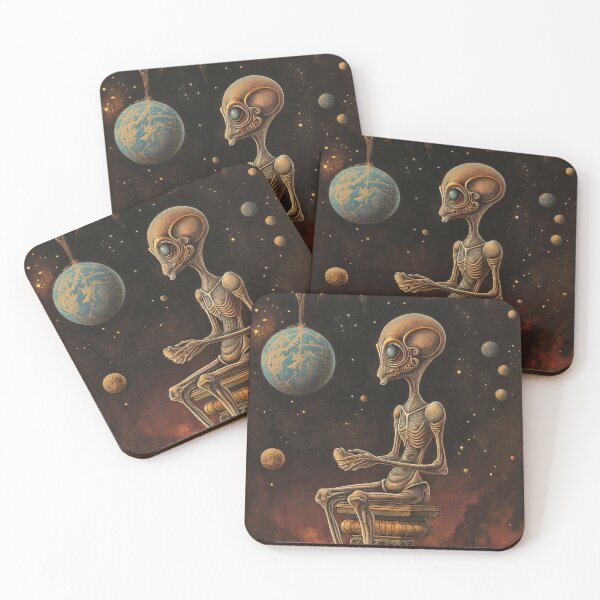 Item preview, Cosmic Philosopher: Alien Entity Overlooking Distant Planets Illustration designed and sold by Nicholas Panek.