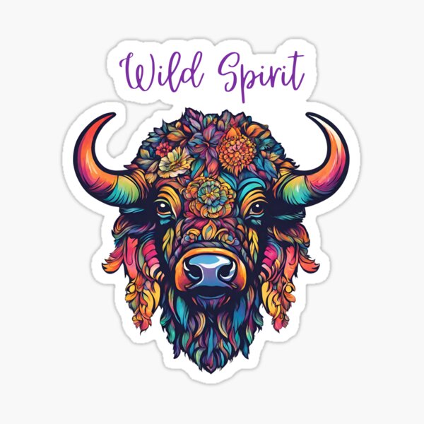 Item preview, Rainbow Spirit: Multicolored Buffalo and Floral Delight Tee designed and sold by DarlingsTees.