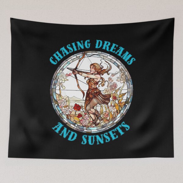 Item preview, Chasing Dreams And Sunsets. sagittarius quote designed and sold by ZodiacWonders.