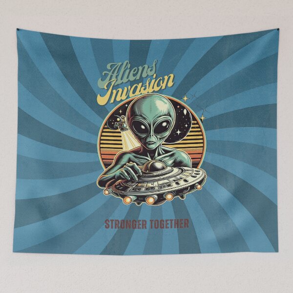 Item preview, Aliens Invasion, retro, Stronger together designed and sold by Wallisart.