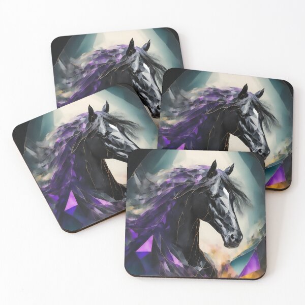 Item preview, Geometric Friesian Horse in Teal, Purple and Gold designed and sold by DappledMoon.