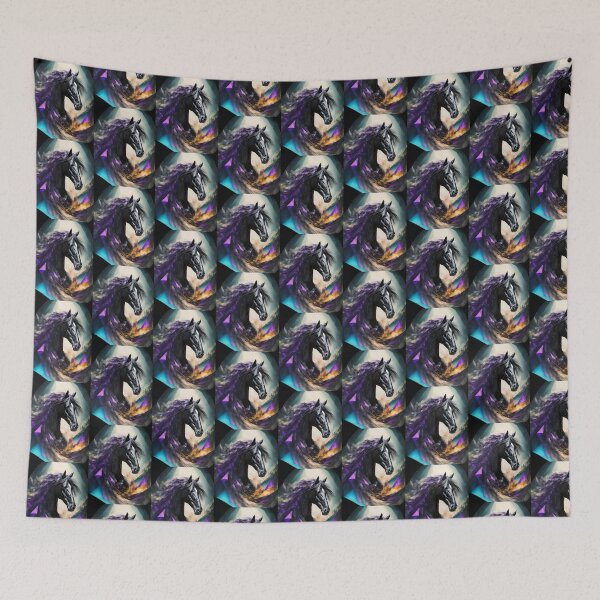 Item preview, Geometric Friesian Horse in Teal, Purple and Gold designed and sold by DappledMoon.