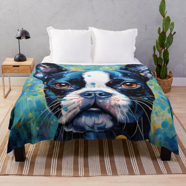 Artikelvorschau, bunter boston terrier farbenfrohe hunde malerei  entworfen und verkauft von WallyPink.