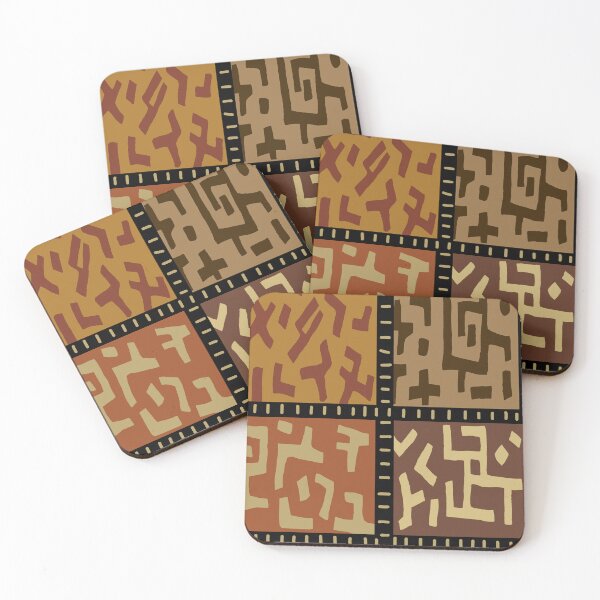 Item preview, BaKuba Tribal Folk Art Faux Quilt - Rust Black Brown Ivory designed and sold by Esprit-Mystique.