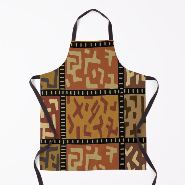Item preview, BaKuba Tribal Folk Art Faux Quilt - Rust Black Brown Ivory designed and sold by Esprit-Mystique.
