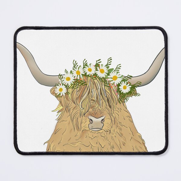 Item preview, Highland cow wearing a daisy crown designed and sold by LisaTrincaArt.