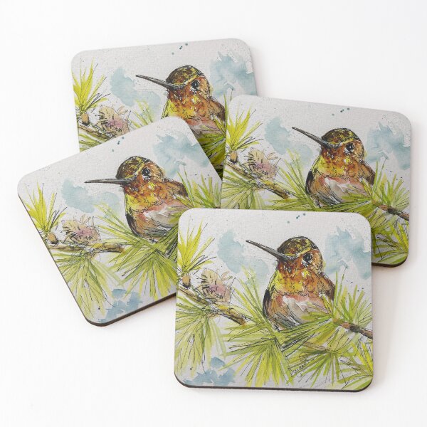 Item preview, Tiny Humming Bird in fir tree  designed and sold by AnjuPaintings.