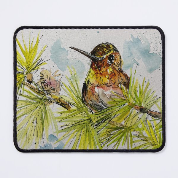 Item preview, Tiny Humming Bird in fir tree  designed and sold by AnjuPaintings.