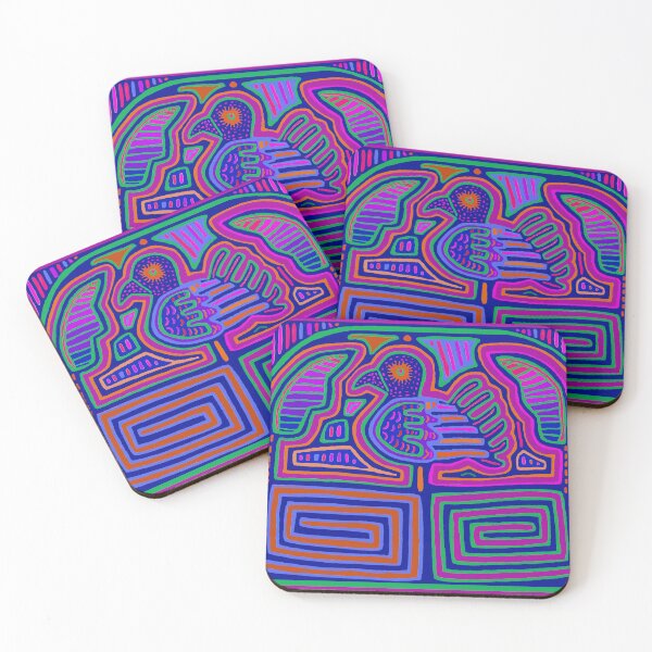Item preview, Kuna Indian Mola Pajaro Maze - Red Violet Navy Pink designed and sold by Esprit-Mystique.