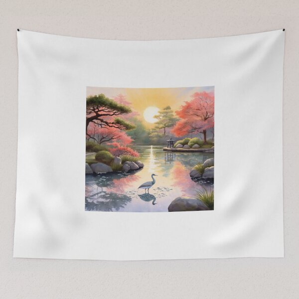 Item preview, Awakening Sakura Zen Garden - Watercolor Tapestry of Nature designed and sold by Silver Medal.