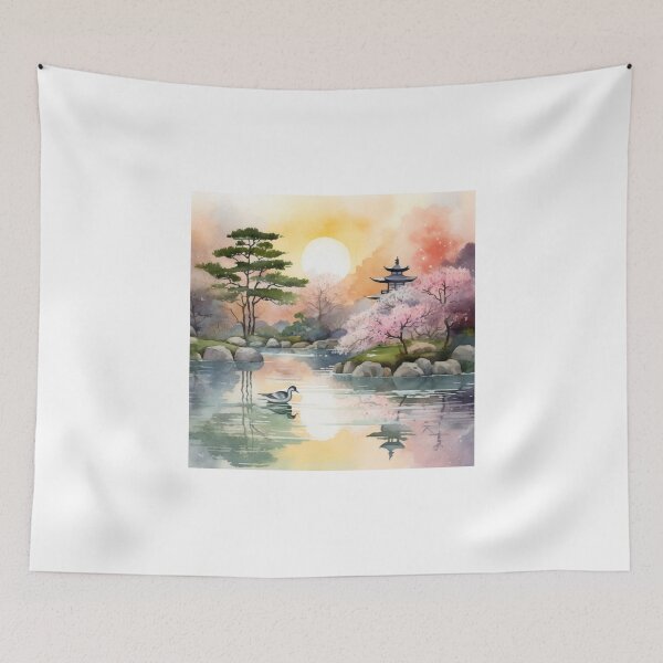 Item preview, Zen Garden Serenity - Sakura and Watercolor Poetry in Bloom designed and sold by Silver Medal.