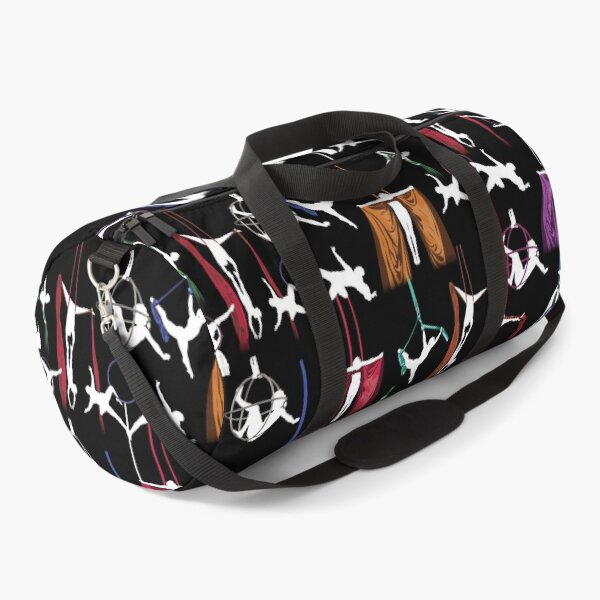cirque silhouette patterns, white Duffle Bag