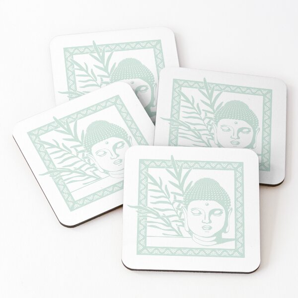 Item preview, Buddha Head Statue with Palm Fronds - Snow + Mint designed and sold by Irene Estelle.