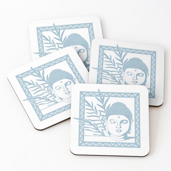 Item preview, Buddha Head Statue with Palm Fronds - Snow + Sky designed and sold by Irene Estelle.