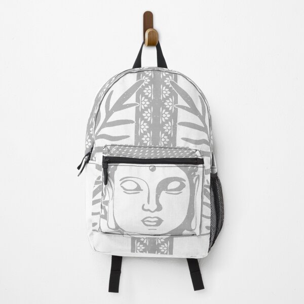 Item preview, Buddha Head Statue with Palm Fronds - Snow + Fog designed and sold by Irene Estelle.