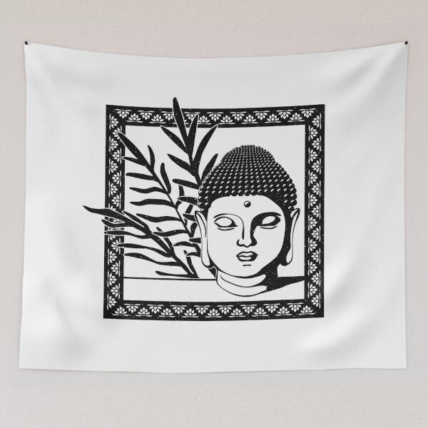 Item preview, Buddha Head Statue with Palm Fronds - Snow + Coal designed and sold by Irene Estelle.