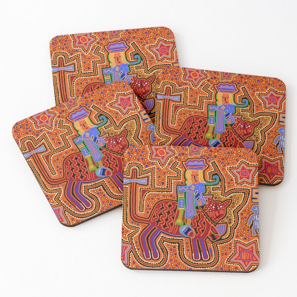 Item preview, Princess on the Big Cat - Red Orange Blue - Fantasy Mola designed and sold by ESPRIT MYSTIQUE.
