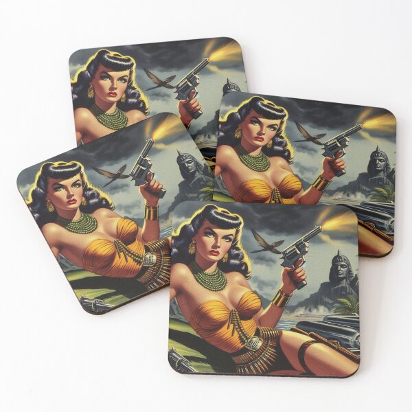 Item preview, Vintage Action Pulp Girl designed and sold by PulpVintage.