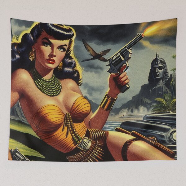 Item preview, Vintage Action Pulp Girl designed and sold by PulpVintage.