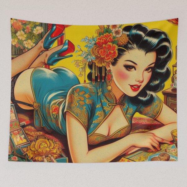 Artikelvorschau, Vintage asiatisches Pin-Up entworfen und verkauft von PulpVintage.