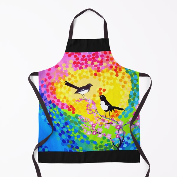 Item preview, rainbow print with willie wagtails and cherry blossoms designed and sold by CateJacobs.
