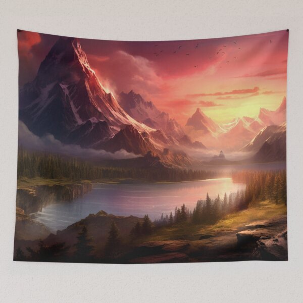 Item preview, Fantasy Landscape - Towering Mountain Peaks  designed and sold by Fantasy Masterpiece.