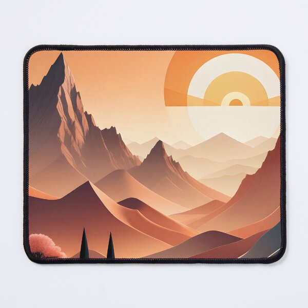 Item preview, Mid Mod, Retro Mountain Sunset Landscape, Peach, Orange designed and sold by Prints and Lifestyle.