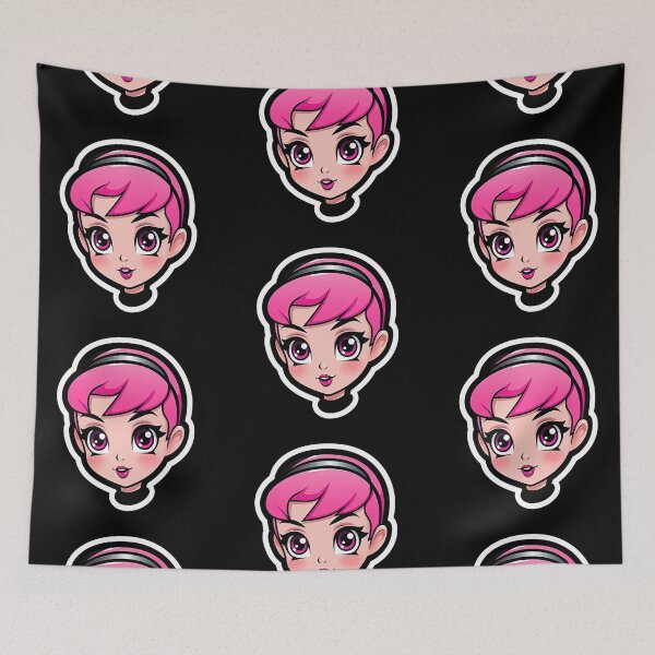 Aperçu de l'œuvre Conception de visage de fille rose Kawaii Rockabilly Pixie Cut créée et vendue par Ashburnsmum2018.