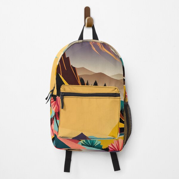 Item preview, Mid Mod, Retro Mountain Sunset Landscape, Mustard, Cyan designed and sold by Prints and Lifestyle.