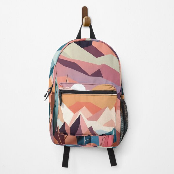 Item preview, Mid Mod, Retro Mountain Sunset Landscape, Cyan, Peach designed and sold by Prints and Lifestyle.