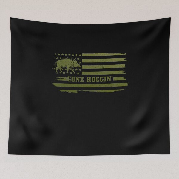 Artikelvorschau, Schweinejagd US-Flagge Wildschwein Patriotischer Wildschweinjäger Vintage entworfen und verkauft von taaddison50.