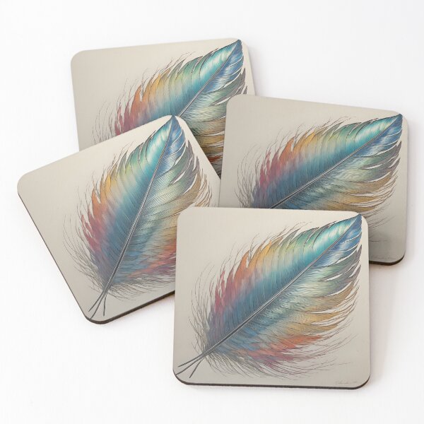 Item preview, Line Drawing of a Colorful Feather designed and sold by greygoul.