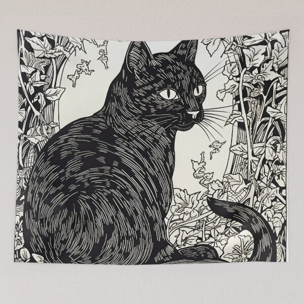 Item preview, Stylized gothic illustration of a cat designed and sold by dcrc.