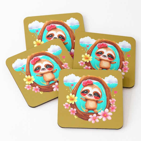 Item preview, Adorable happy sloth with flowers! designed and sold by fribabywonder.
