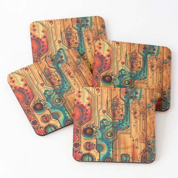Item preview, Circuitry Synthesis: Abstract Electronic Veins Woodburn Art designed and sold by Nicholas Panek.