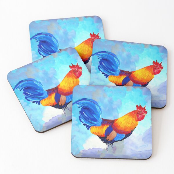 Item preview, Rooster with Green Grey and Blue designed and sold by cathyartist.