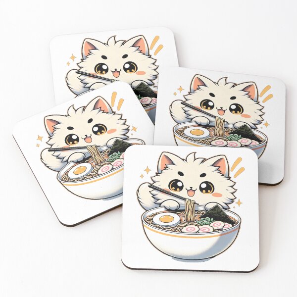 Item preview, Japanese Cute Cate Eating Ramen Noodles  Stickers designed and sold by olympe-store.