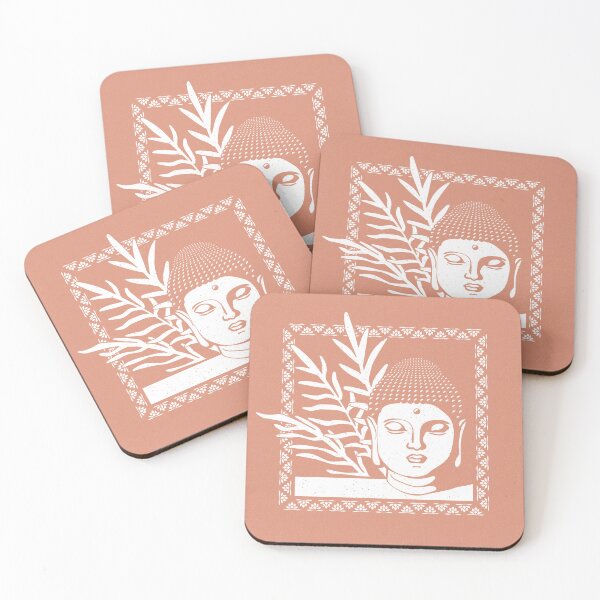 Item preview, Buddha Head Statue with Palm Fronds - Coral + Snow designed and sold by Irene Estelle.