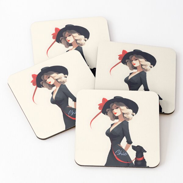 Item preview, Elegant Allure: Fashionable Lady with Dog designed and sold by inkArtistryfine.