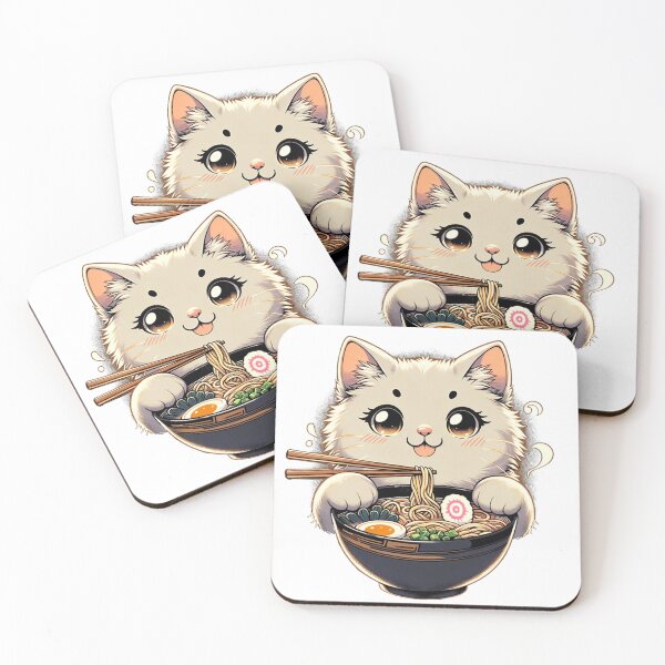 Item preview, Japanese Cute Cate Eating Ramen Noodles  Stickers designed and sold by olympe-store.