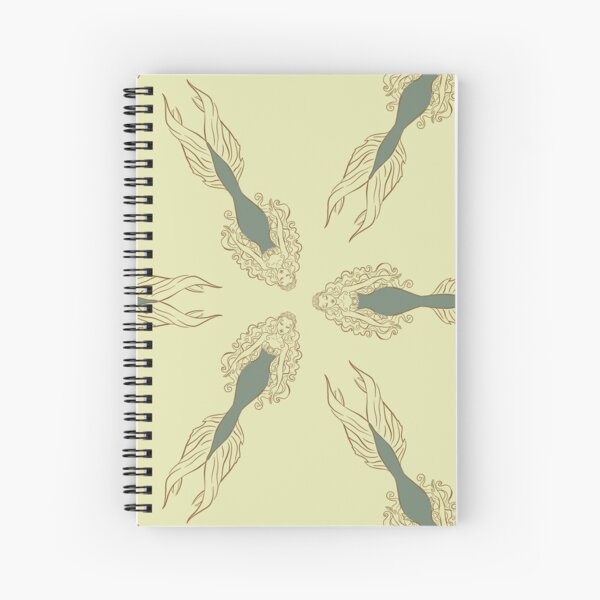 Mermaids Pattern in Green & Gold Spiral Notebook