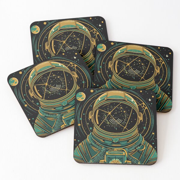 Item preview, Stellar Navigator: Astronaut and Cosmic Patterns Art Print designed and sold by Nicholas Panek.