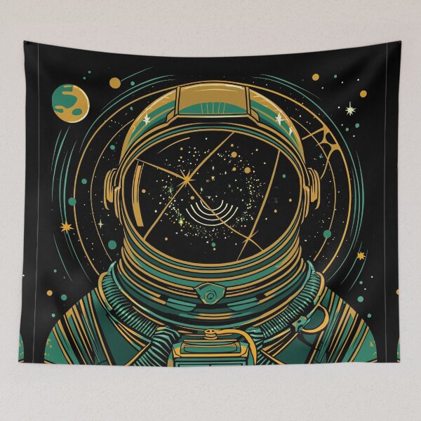 Item preview, Stellar Navigator: Astronaut and Cosmic Patterns Art Print designed and sold by Nicholas Panek.