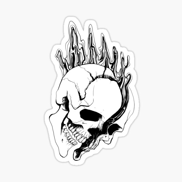 Skull Split drawing Sticker