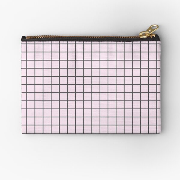Pink Grid Zipper Pouch