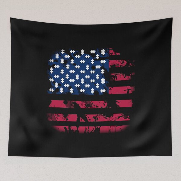 Item preview, Vintage Autism American Flag USA designed and sold by CreativeStrike.