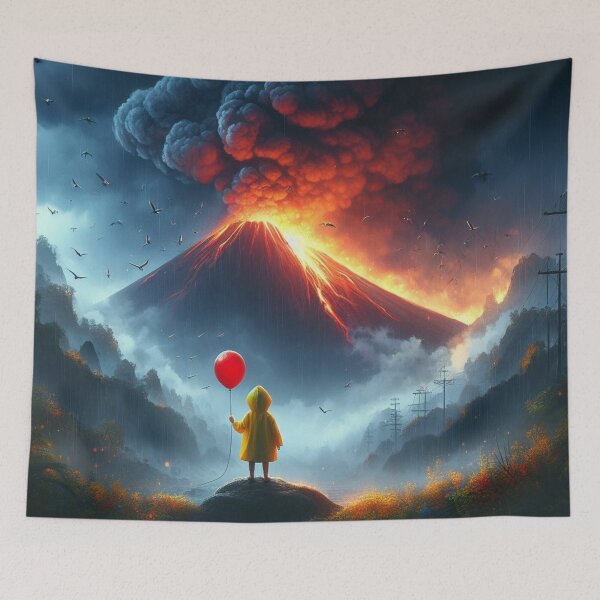 Item preview, Digital Art Volcano Red Balloon Boy 3 designed and sold by AIExpressive.