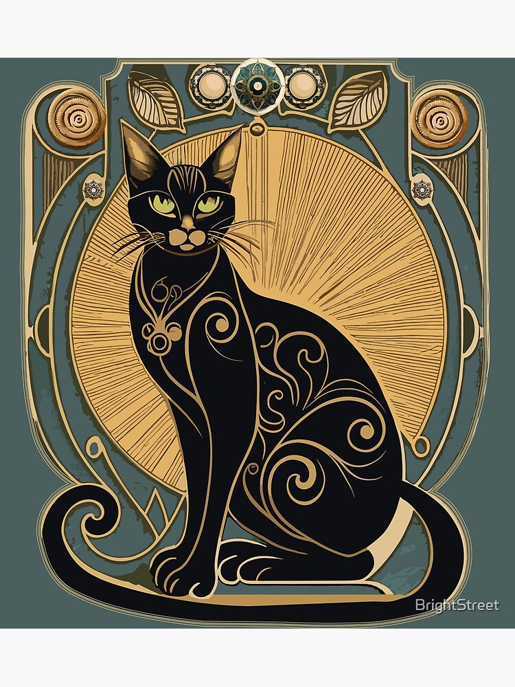 Retro Black Cat Art Nouveau, Vintage Art Deco Sexton Cat | Photographic Print Retro Black Cat Art Nouveau, Vintage Art Deco Sexton Cat | Photographic Print
