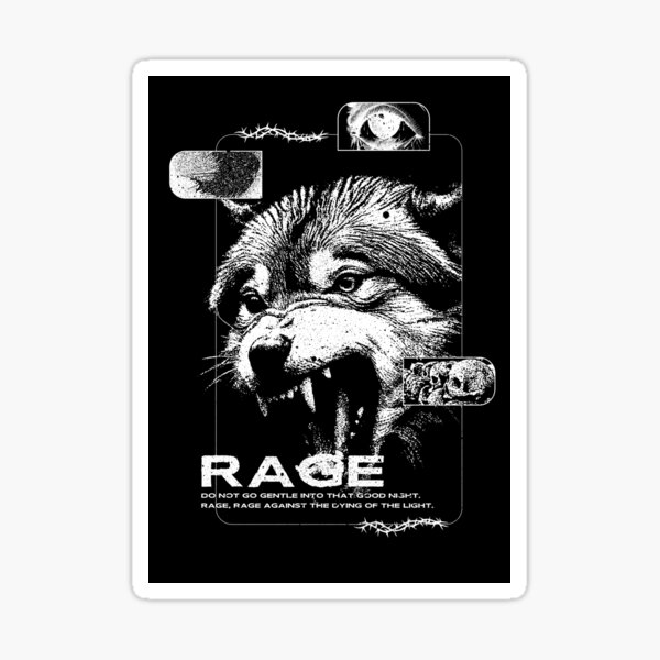 Item preview, Brutalist Y2K Aesthetics Rage Wolf Poem Quote designed and sold by ApopsArt.